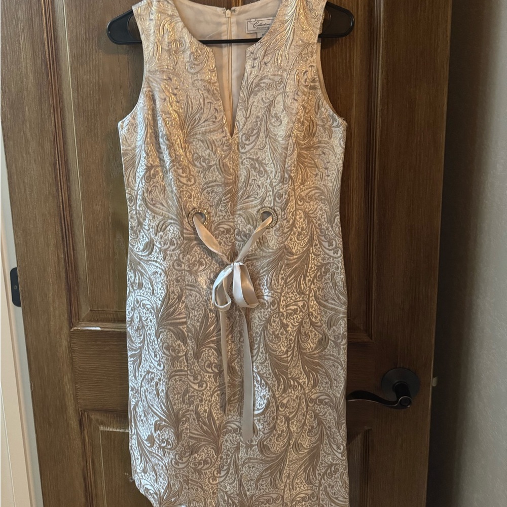 Dressbarn Cream Patterned Mini Dress